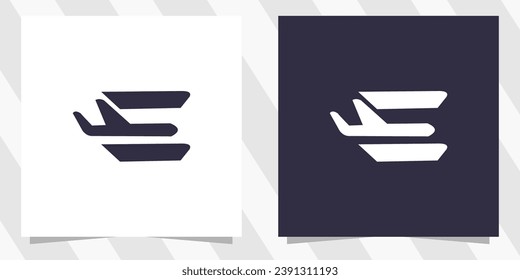 letter e with aircraft logo design