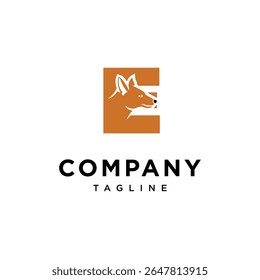 Letter E Ajak Dog Logo Icon Vector