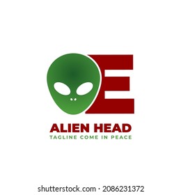 letter E alien head vector logo design