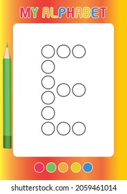 Letra E Páginas de color alfabético Imprimir Punto a Punto Actividad preescolar 