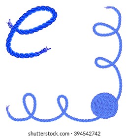 Letter E - Alphabet, font vector - yarn, rope, cable - For handmade products.