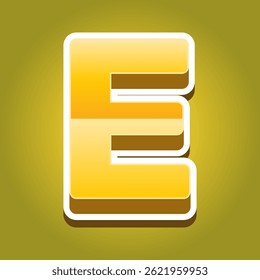 Letter E Alphabet with Gold Gradient Color. Text Effect. Alphabet Letter Vector. High Quality Vector