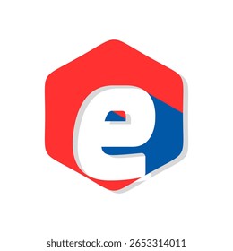 Letter e alphabet in polygon design vector