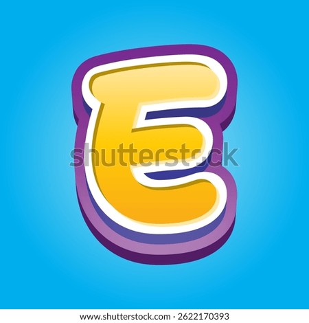 Letter E Alphabet with Yellow and Blue Gradient. Text Effect. Alphabet Letter Vector. High Quality Vector