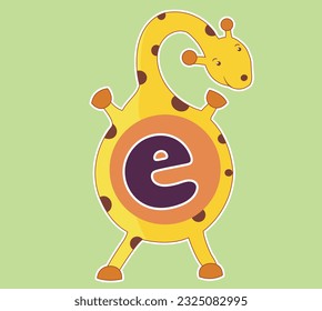 letter E  - animal vector giraffe
