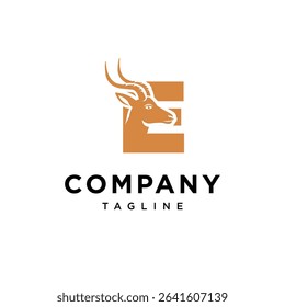 Letter E Antelope Logo Icon Vector