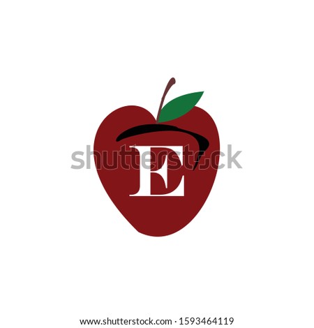 letter e and appel logo design icon