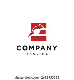 Letter E Araripe manakin Logo Icon Vector