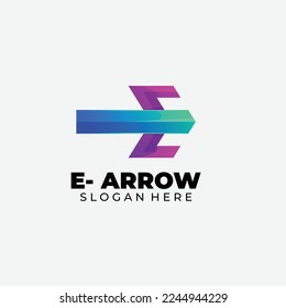 letter e arrow logo colorful design illustration template