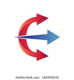 Letter E With Arrow Logo Design