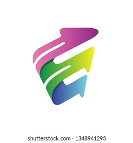 Letter E Arrow Logo Vector