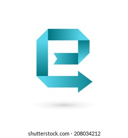 Letter E arrow ribbon logo icon design template elements. Vector color sign.