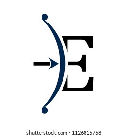 letter E with arrow symbol. vector logo.