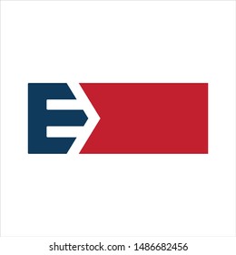 Letter E And Arrow. Vector Logo.