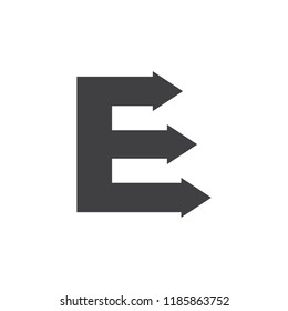 letter e with arrows symbol vector