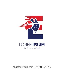 Letter E Australia Map Travel Flight Airplane Logo Design Vector Icon Graphic Symbol Illustration