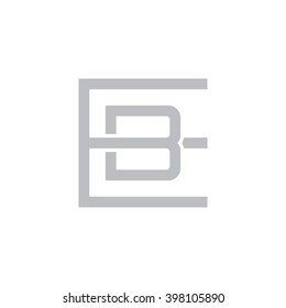 letter E and B monogram square shape logo gray