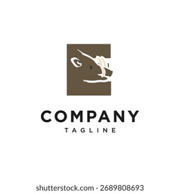 Letter E Babirusas Logo Icon Vector