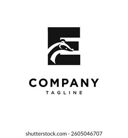 Letter E Badger Logo Icon Vector