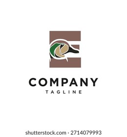 Letter E Baikal Duck Logo Icon vector