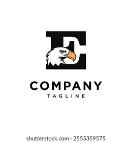 Letter E Bald Eagle Logo Icon Vector