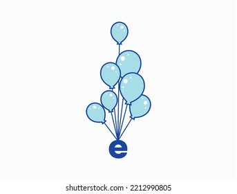 Letter e and balloons illustration