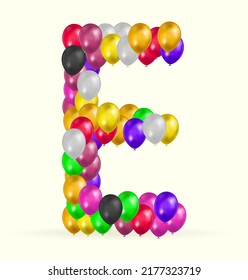 Letter E Balloons variety of colors logo vector design template