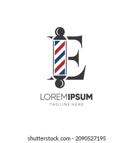 Ilustración de emblema gráfico del vector de diseño del logotipo del polo de barbero E Ilustración del icono de la imagen