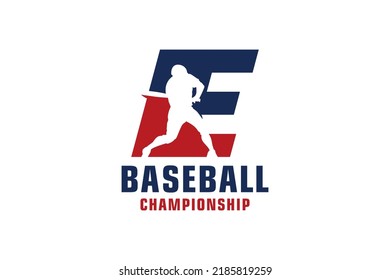 Buchstabe E mit Baseball Logo-Design. Vectordesign-Vorlagenelemente für Sportteam oder Unternehmen.