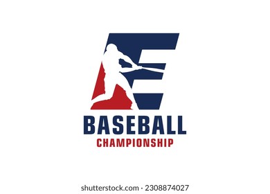 Letter E with Baseball Logo Design. Vector Design Template Elements for Sport Team or Corporate.