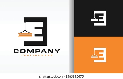 letter E beam steel crane logo