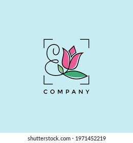 Letter E Beautiful Flower Logo Design Vector Graphic Illustration