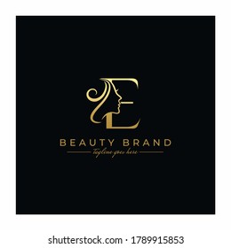 Letter E Beauty Face, Hair Salon Logo Design