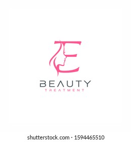 Letter E beauty Face Logo Design Vector Icon