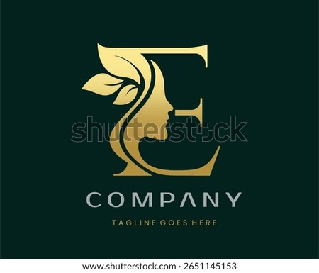 Letter E Beauty Face Nature Leaf Logo Design