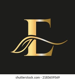 Letter E Beauty Flower Luxury Logo with Creative Concept Elegant, Beauty, Salon, Spa, Fashion and Yoga Sign Vector Template