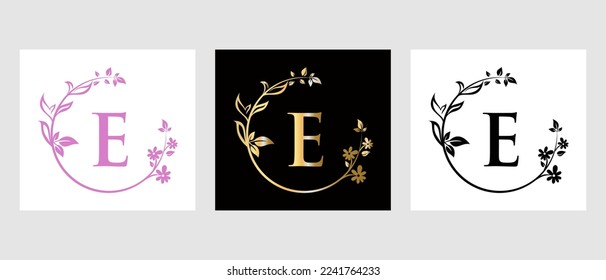 Letter E Beauty Logo for Decorative, Flower, Spa Template