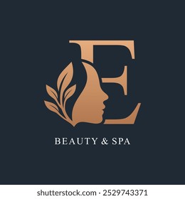 Letra E con diseño de logotipo de belleza concepto único Premium Vector
