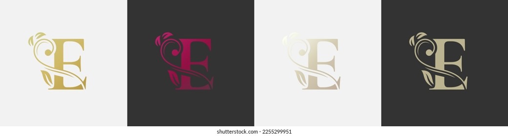 Letter E beauty logo, flourish ornament