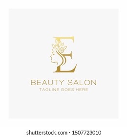 Letter E Beauty Salon Logo Design Vector Icon