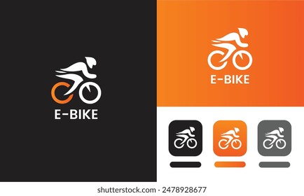 Letra E- Bike ride Hidden logo concept. Diseño de Ilustración vectorial Premium EPS10.