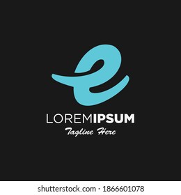 letter E with bird logo design template