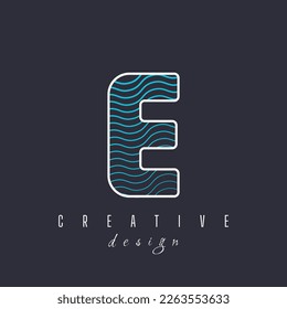 Letter E black background logo icon design template elements octagon