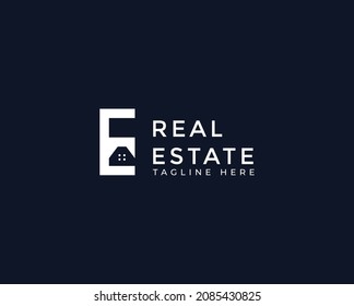 Letter E  Black white Real Estate Logo. Construction Architecture Building Logo Design Template Element
