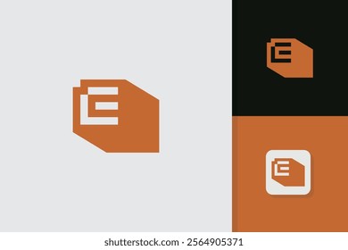 letter e block logo design vector template	