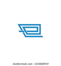 letter e blue circle geometric thin line logo vector