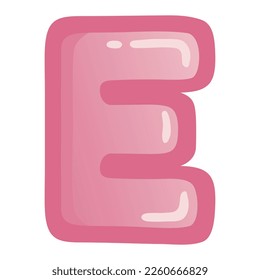Letter E Bold Alphabet Pink Doodle Drawing Vector Art