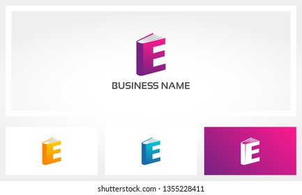 Letter E Book Cover Pages Logo