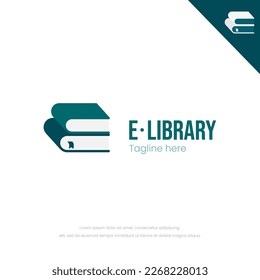 Letter e book. Library logo design