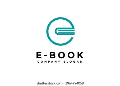 Letter E Book Logo Education Flat Vector Design Template Element